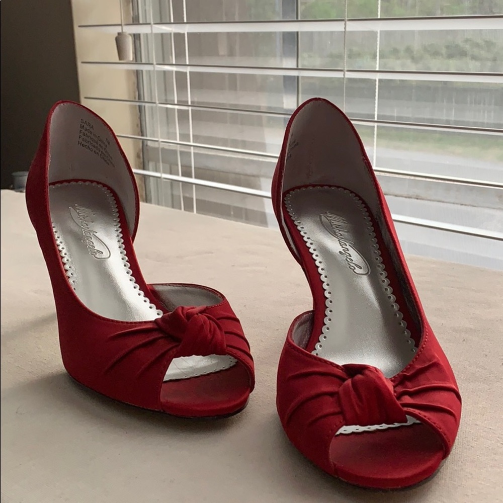 Deep Red Satin Heels